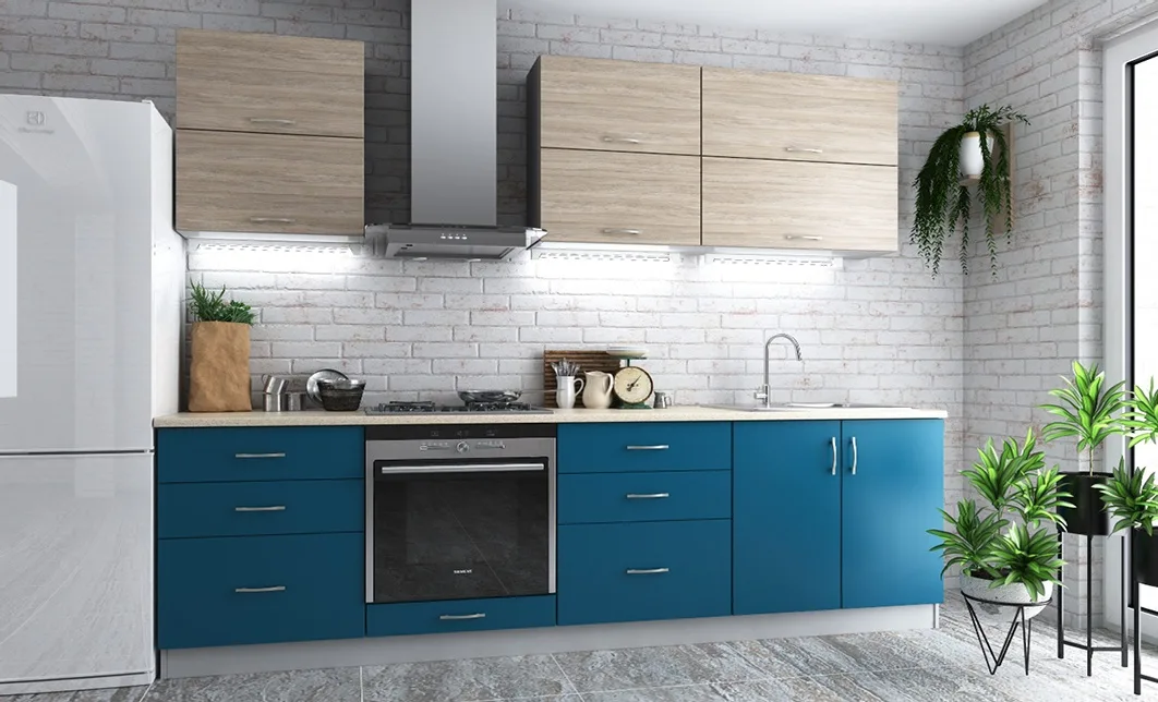 Bucătărie cu fronturi mate albe și gri - design modern și îngrijire